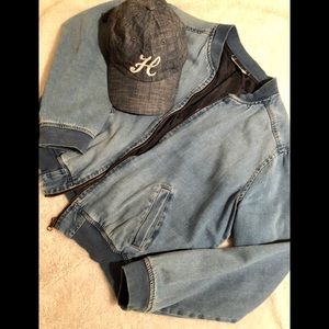 Bundle denim bomber jacket and hat 🧢